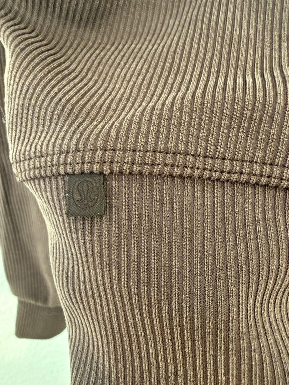 Lululemon Cropped Chocolate Brown Waffle-Knit Sweatshirt 2 - Picture 3 of 4